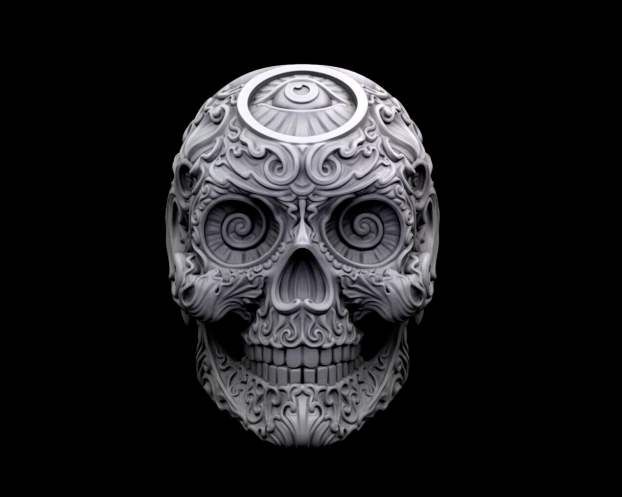 Skull Ring 925 Sterling Silver Modern Design Handmade Large Statement US5~ 15