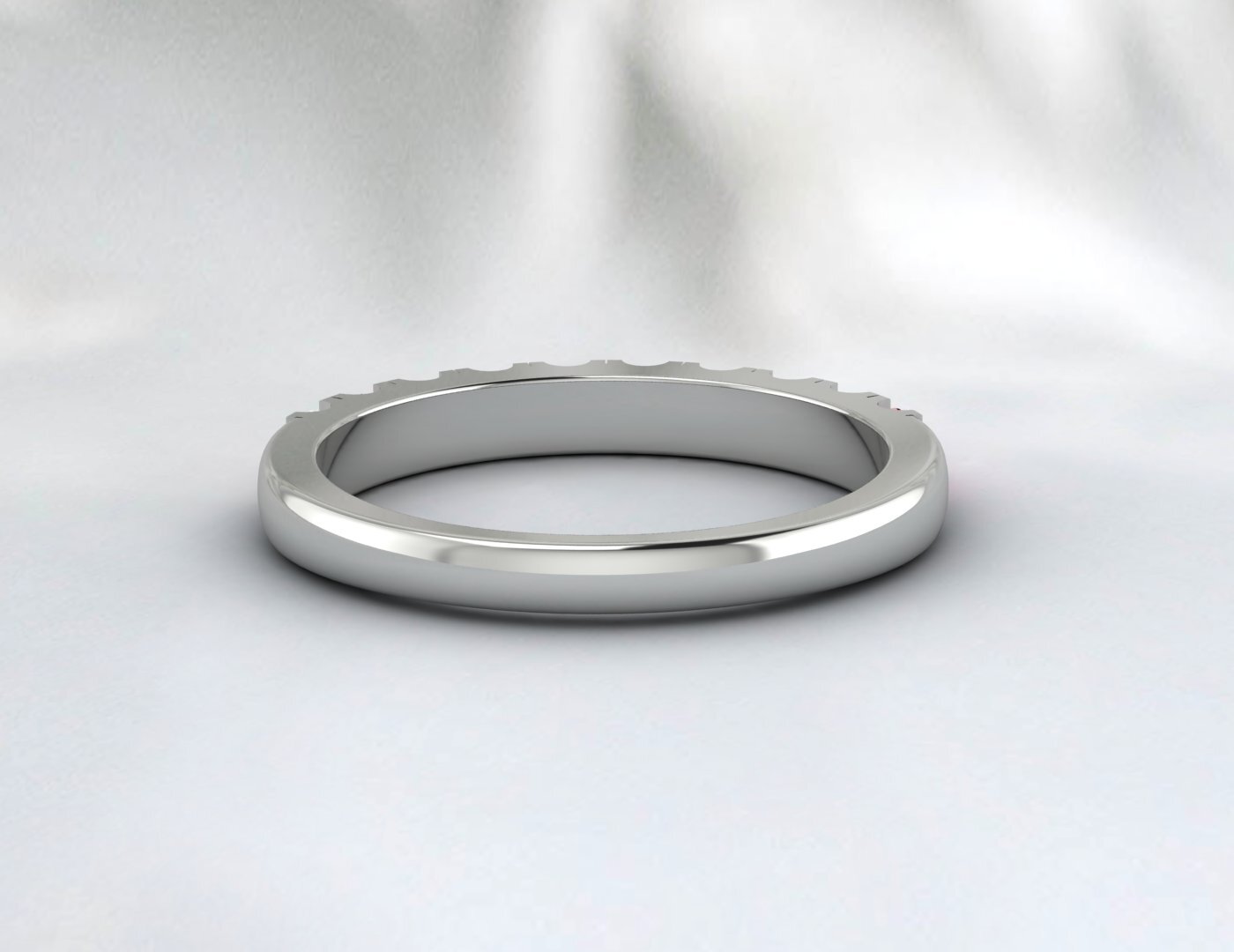 Red Ruby Half Eternity Band With Cz Diamond 925 Sterling Silver Lab Created Band