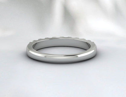 Red Ruby Half Eternity Band With Cz Diamond 925 Sterling Silver Lab Created Band