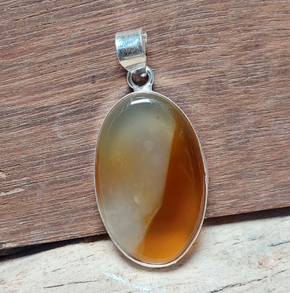 Brown Banded Agate 925 Sterling Silver Pendant,Statement Designer Pendant Gift