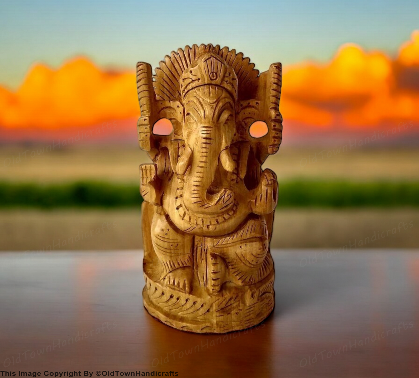 Handcrafted Wooden Ganesh Ji Showpiece  4 Inch Hindu God of Wisdom