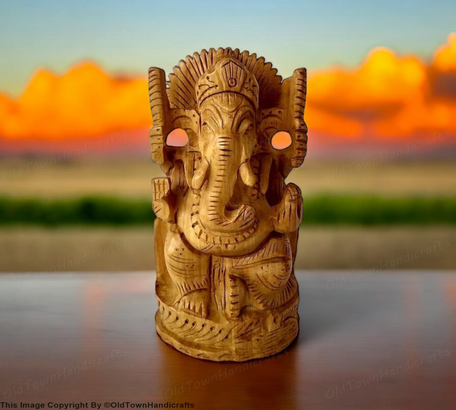 Handcrafted Wooden Ganesh Ji Showpiece  4 Inch Hindu God of Wisdom