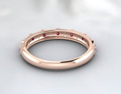 Ruby Cz Diamond Wedding Band Fine Silver Antique Unique Vintage Band Lab Created