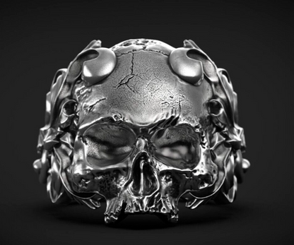 Vintage 925 Silver Skull Ring Bold Unique Handmade Biker Jewelry Ring US5~15