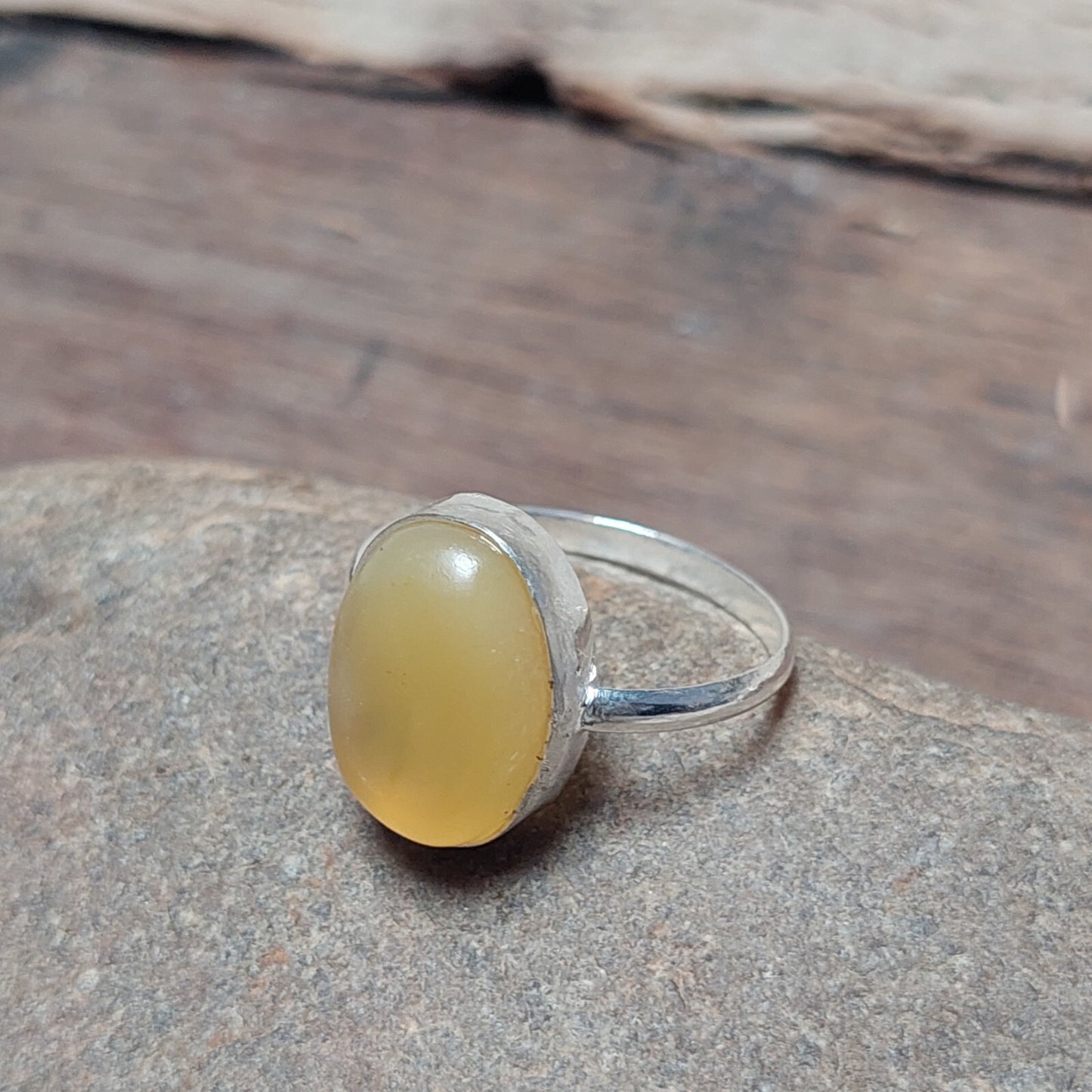 Beautiful Unique Vintage Oval Yellow Agate Ring,925 Sterling Silver Agate Ring