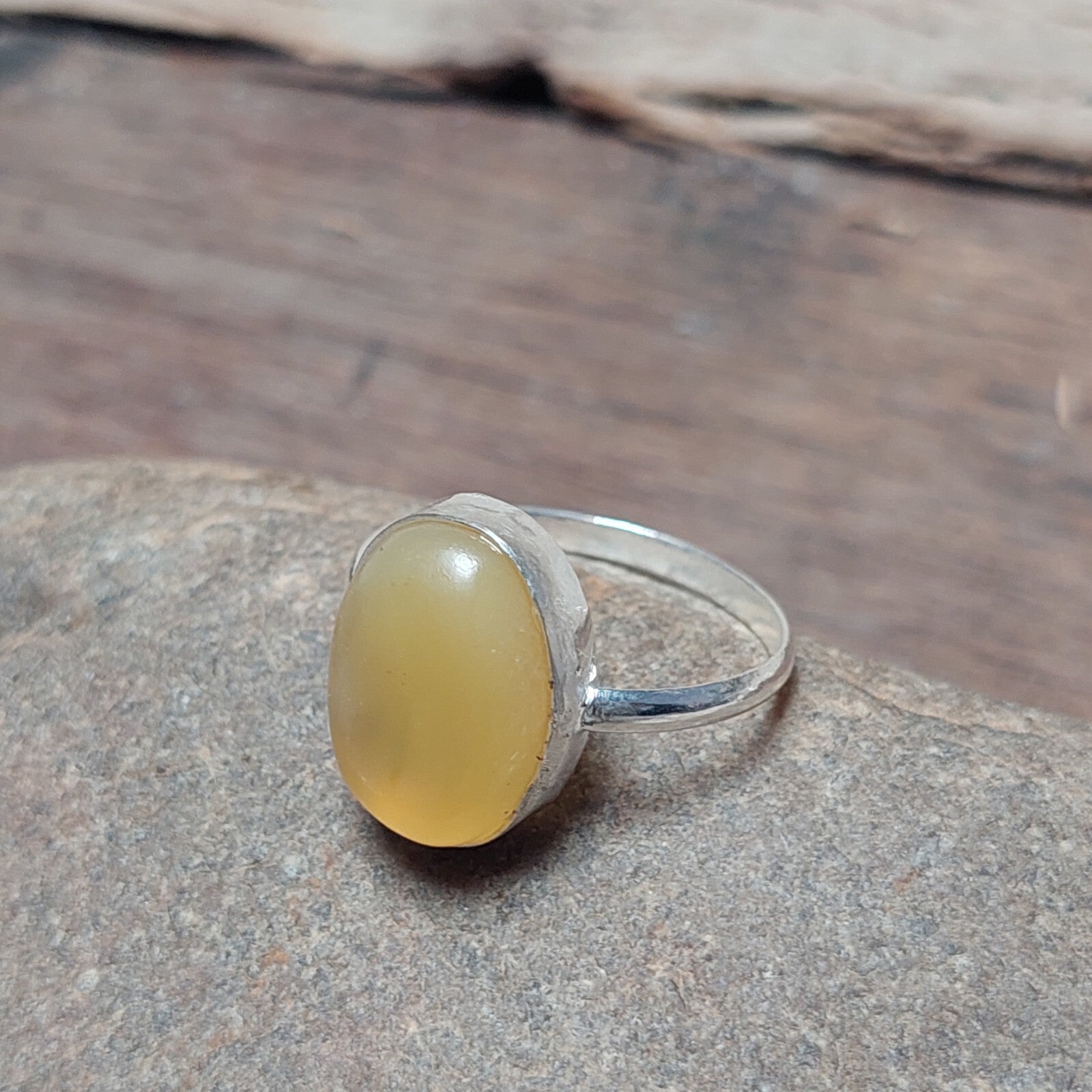 Beautiful Unique Vintage Oval Yellow Agate Ring,925 Sterling Silver Agate Ring