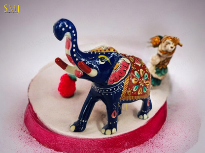 Elephant Hand Painted Enamel Erawat Elephant Statue for Luck Prosperity And Gift