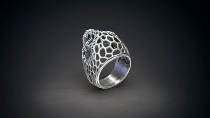 Gothic Voronoi Skull Biker Ring 925 Silver Men Engagement Statement Gift US5~15