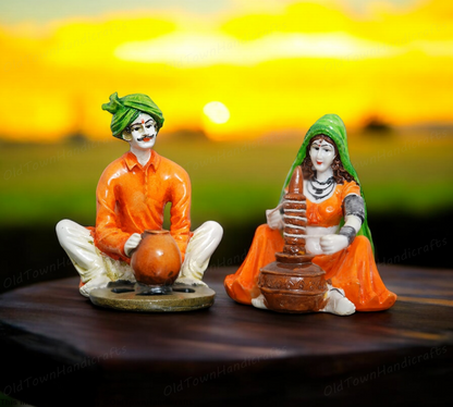 Rajasthani Craftsman Lady Polyresin Statue Handcrafted Decorative Showpiece