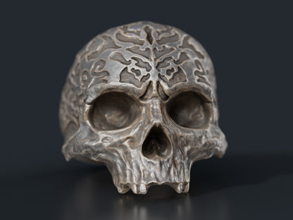 Retro Gothic Flower Carved Skull Ring Silver Skeleton Punk Signet Ring US5-15