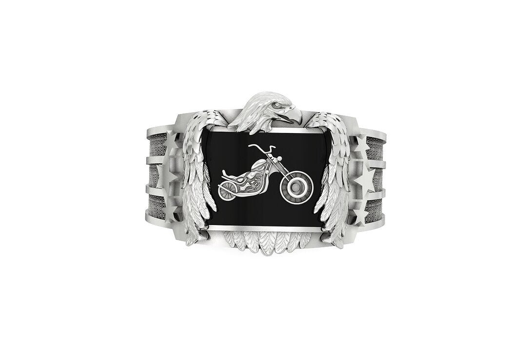 925 Silver Eagle Biker Ring Gothic Punk Signet Ring US5~15 Vintage Style Ring