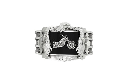 925 Silver Eagle Biker Ring Gothic Punk Signet Ring US5~15 Vintage Style Ring