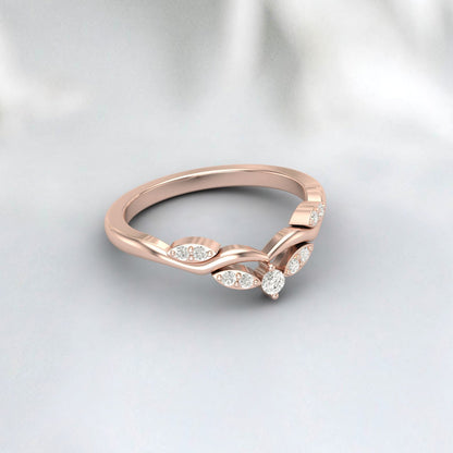 Natural Delicate Diamond Ring 925 Sterling Silver Rose Gold Round Moissanite