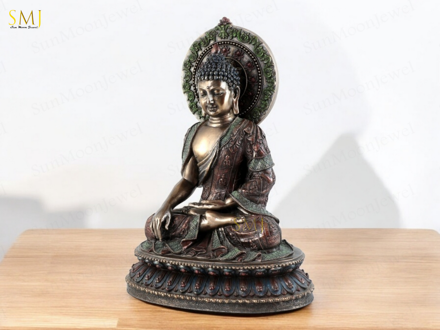 Copper Finish Buddha Statue Buddha Amitabha Meditation & Home Decor And Gift