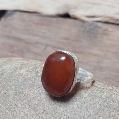 Oval Red Carnelian Ring 925 Sterling Silver Gemstone Jewelry Gift For Her
