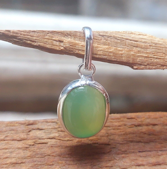 925 Sterling Silver Ovel Green Agate Pendant Pendant Layering Necklace,Wife Gift