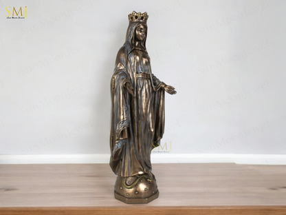 Saint Mary Statue with Church Handmade Virgin Mary Saint Home Decor Saint Mary