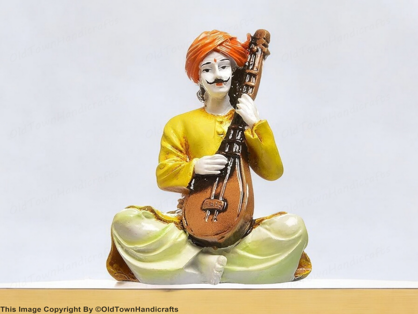 Men Playing Veena Polyresin Idol | Rajasthani Showpiece for Home Decor & Gifts