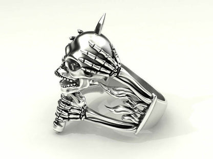 Silver Skull and Bone Biker Ring Gothic Men Women Gift Skull Ring US7-15