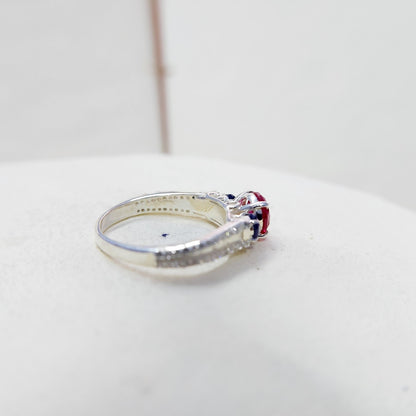 Sapphire and Ruby Wedding Ring Engagement Band 925 Sterling Silver Ring Us5~ 15