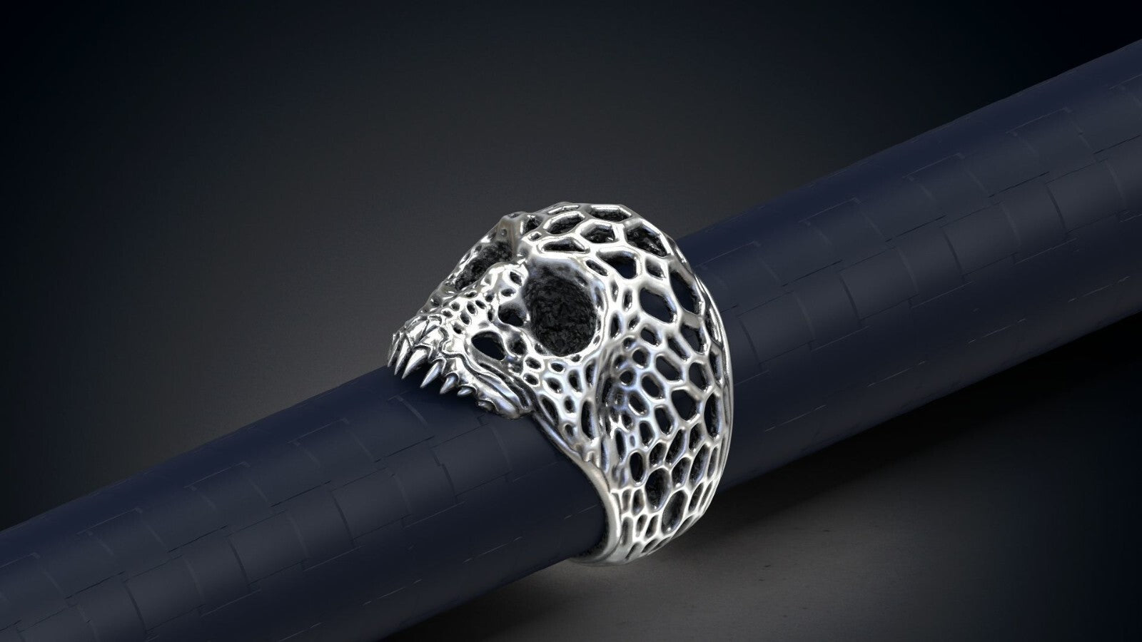 Gothic Voronoi Skull Biker Ring 925 Silver Men Engagement Statement Gift US5~15
