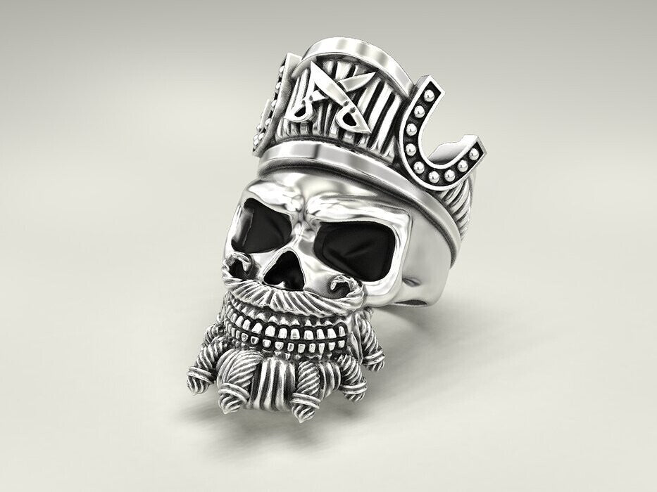 925 Sterling Silver Pirate Skull Ring US5~15 Vintage Biker Rider Gothic Ring