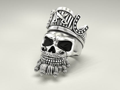 925 Sterling Silver Pirate Skull Ring US5~15 Vintage Biker Rider Gothic Ring