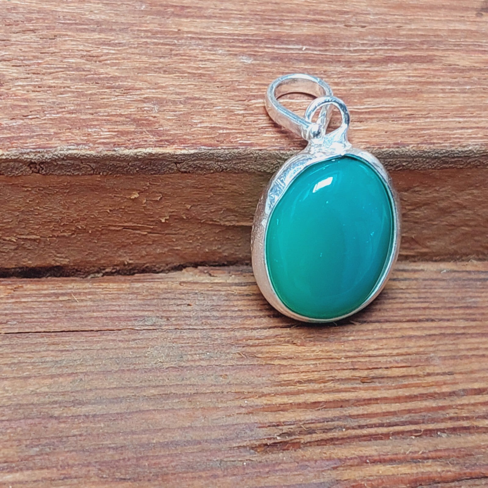 925 Sterling Silver Ovel Green Onyx Handmade Pendant Necklace,Gift For Friend