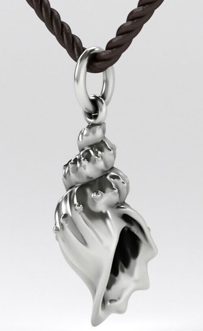 Men Silver Beach Surfing Seashell Pendant Necklace Silver Charm Shell Pendant