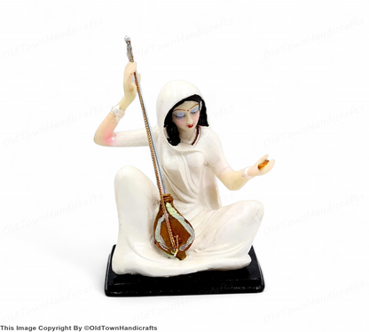 Meera Bai Marble Look Statue 6" White Washable Showpiece for Home Decor Pooja