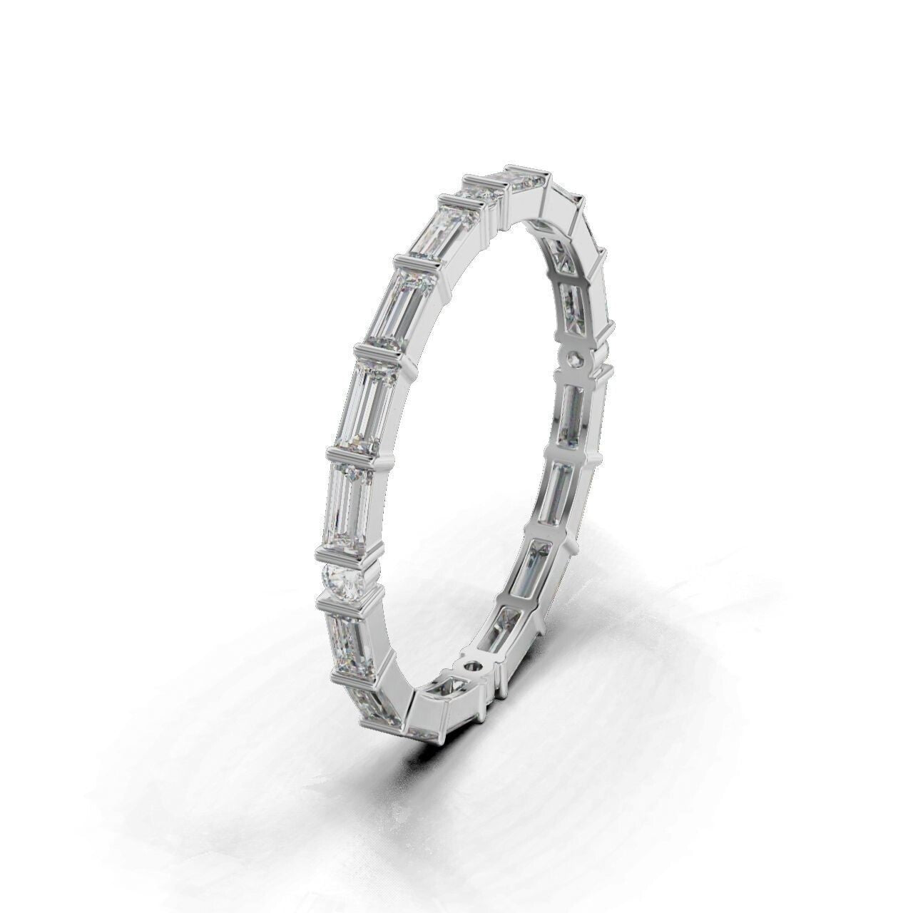 Baguette Moissanite Eternity Band Silver Baguette Wedding Gift Women Ring US5~15
