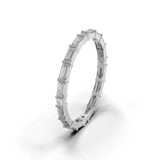 Baguette Moissanite Eternity Band Silver Baguette Wedding Gift Women Ring US5~15