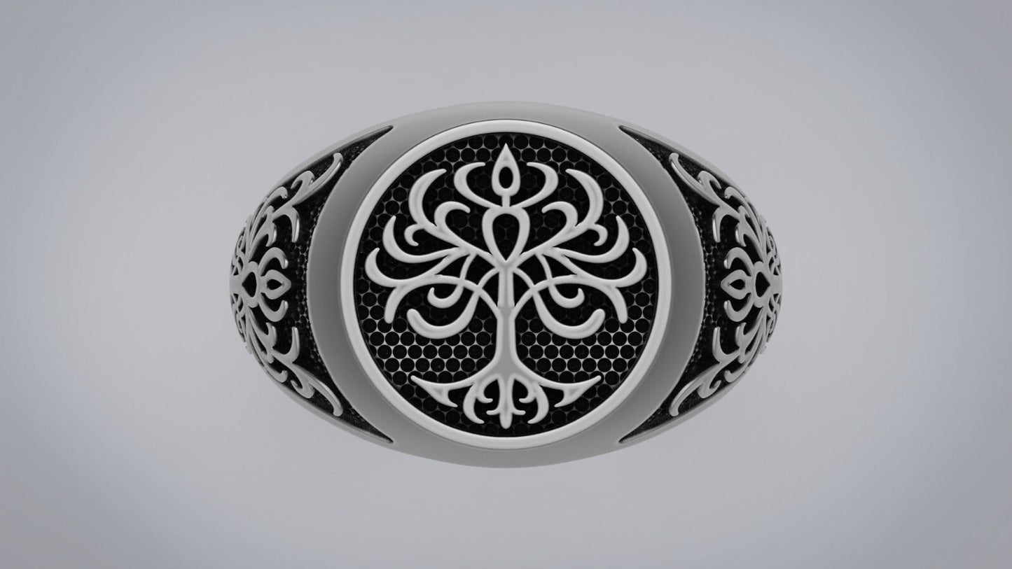 Tree of Life 925 Sterling Silver Turkish Handmade Statement Ring Men Size 7-15