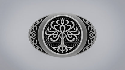Tree of Life 925 Sterling Silver Turkish Handmade Statement Ring Men Size 7-15