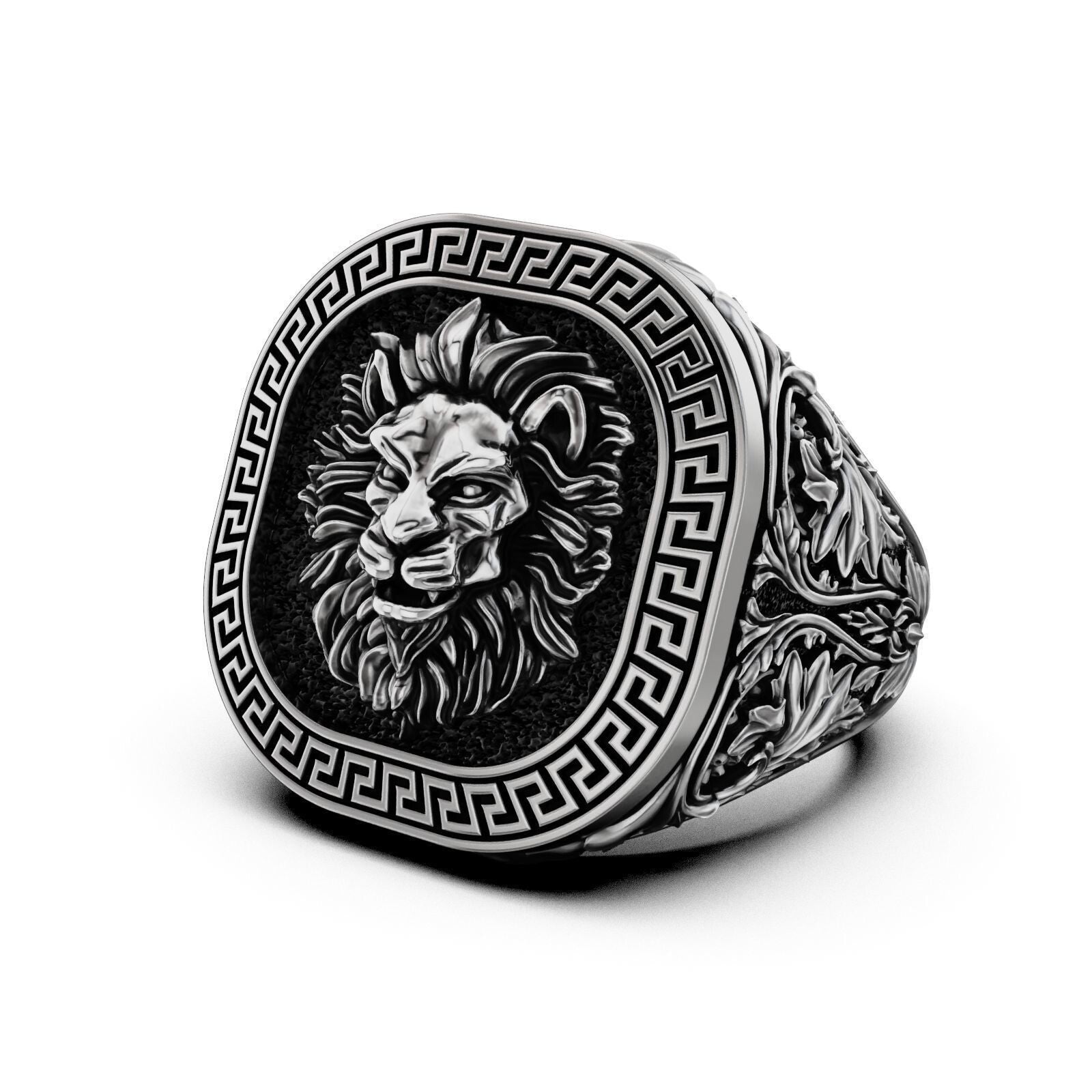 Lion Head 925 Sterling Silver Ring Handmade Men’s Animal Ring Jewelry US5~15