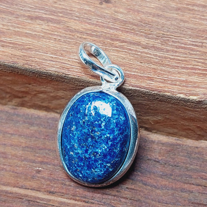 Ovel Blue Lapis Lazuli Pendant,925 Sterling Silver Gemstone Pendant Gift For Her