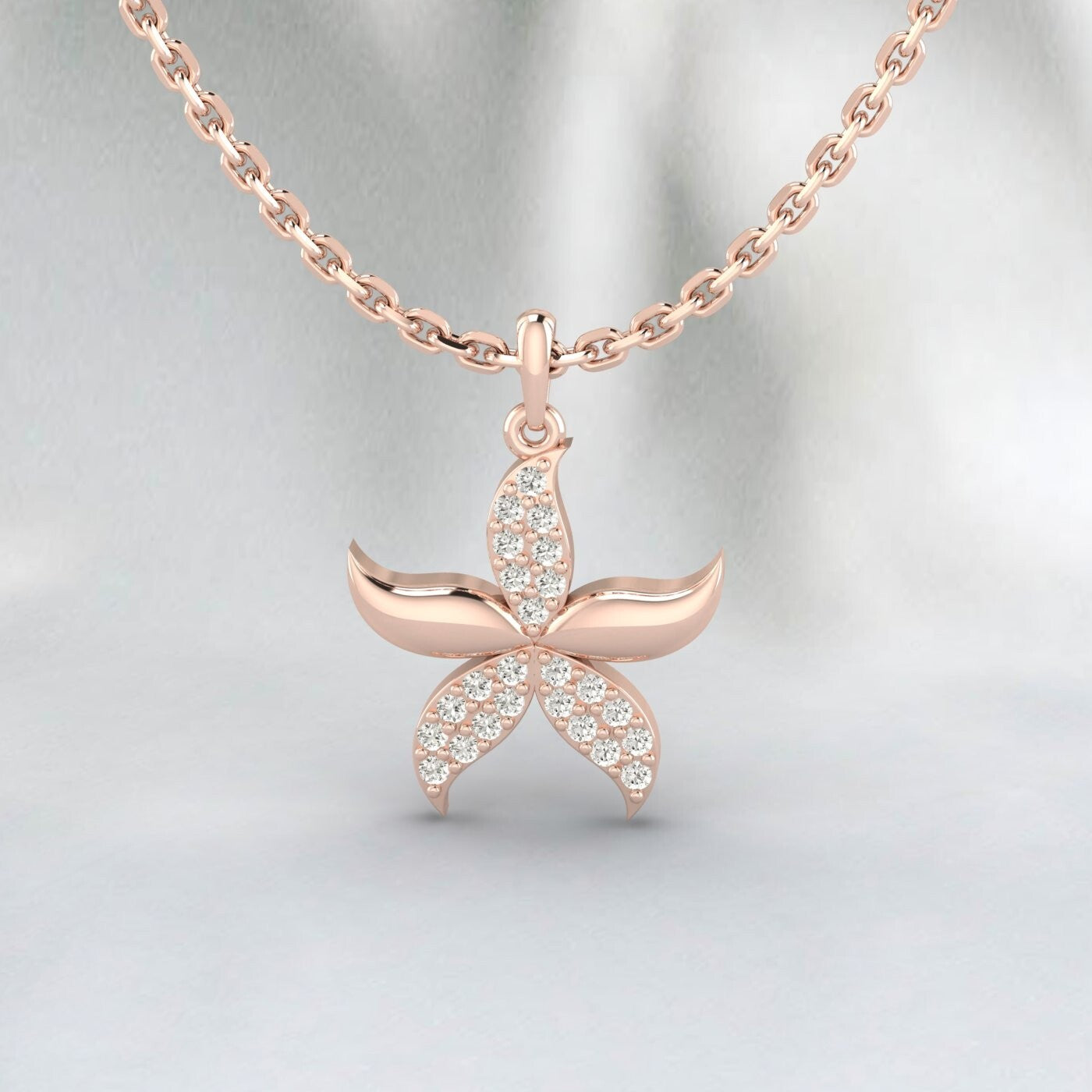 925 Sterling Silver Star Fish Necklace Sea Star Pendant Jewelry For Women