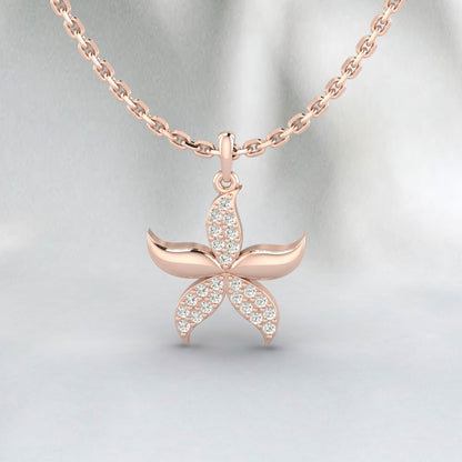 925 Sterling Silver Star Fish Necklace Sea Star Pendant Jewelry For Women