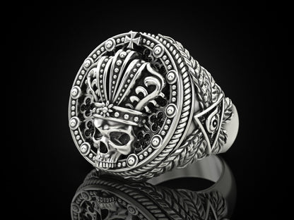 Mens Biker Gothic Skull Crown Ring 925 Sterling Silver Punk King Jewelry US5~ 15
