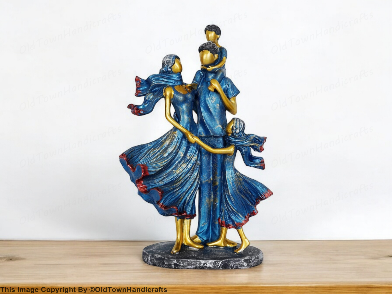 Resin Family Showpiece Blue Home Decor Accent Gift for Living Room Bed Room