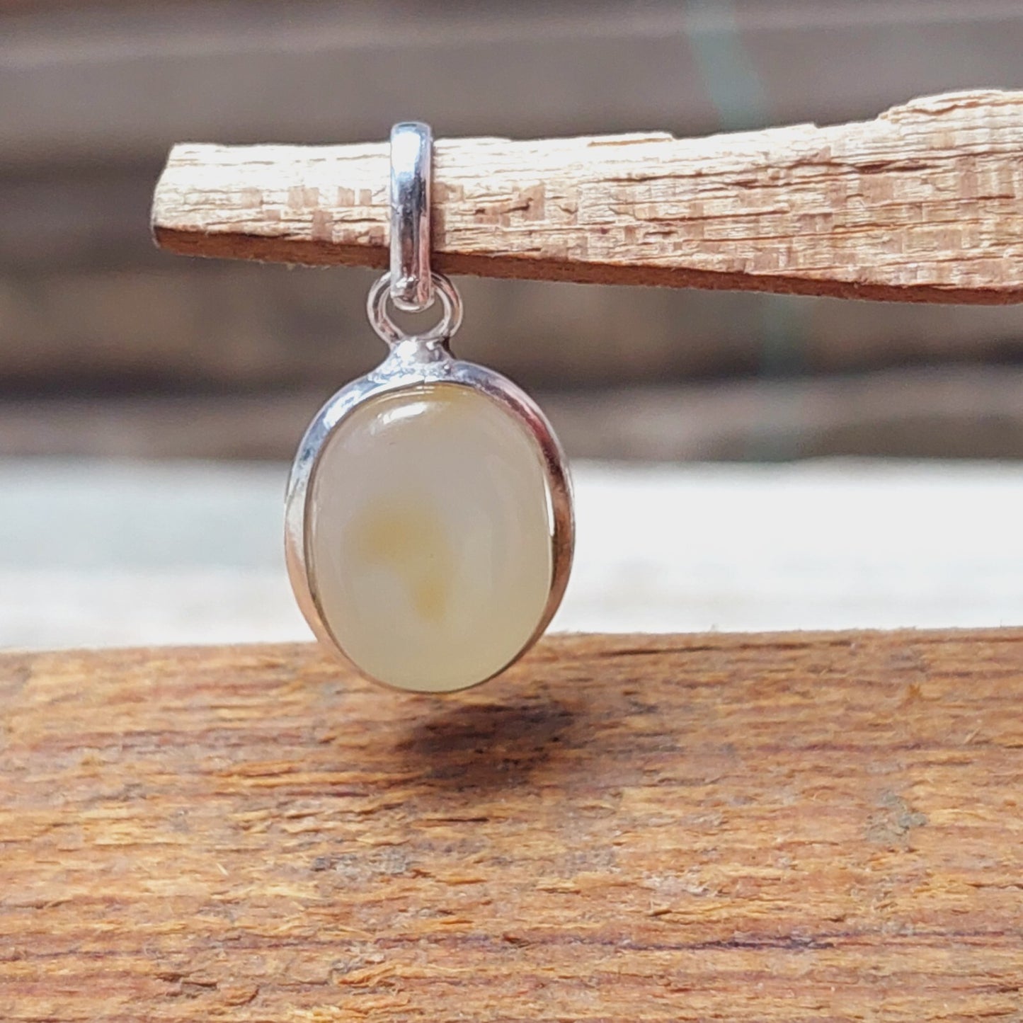 Natural Gray Agate Slice Pendant,925 Sterling Silver Light Gray Agate Necklaces