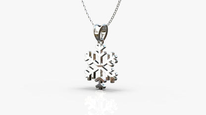 Silver Snowflake Necklace Pendant Winter Snow Weather Christmas Gift Women Men