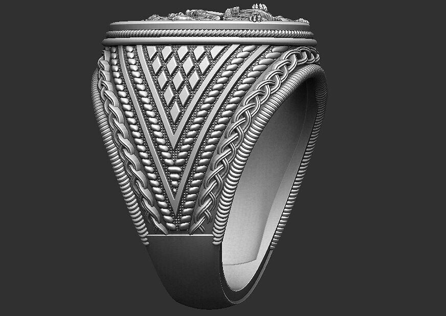 Saint George Dragon Ring 925 Silver Biker Signet Ring US5~15 Bold Statement Ring