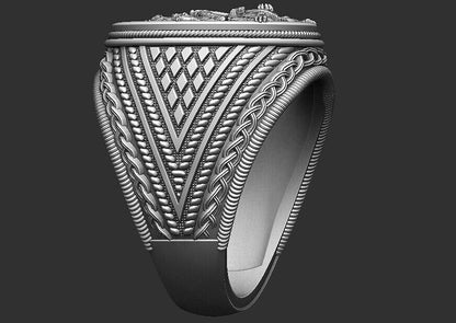 Saint George Dragon Ring 925 Silver Biker Signet Ring US5~15 Bold Statement Ring