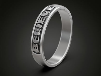 Silver Believe Band US7~15 Handmade Ring Women Men Jewelry Gift Believe Ring