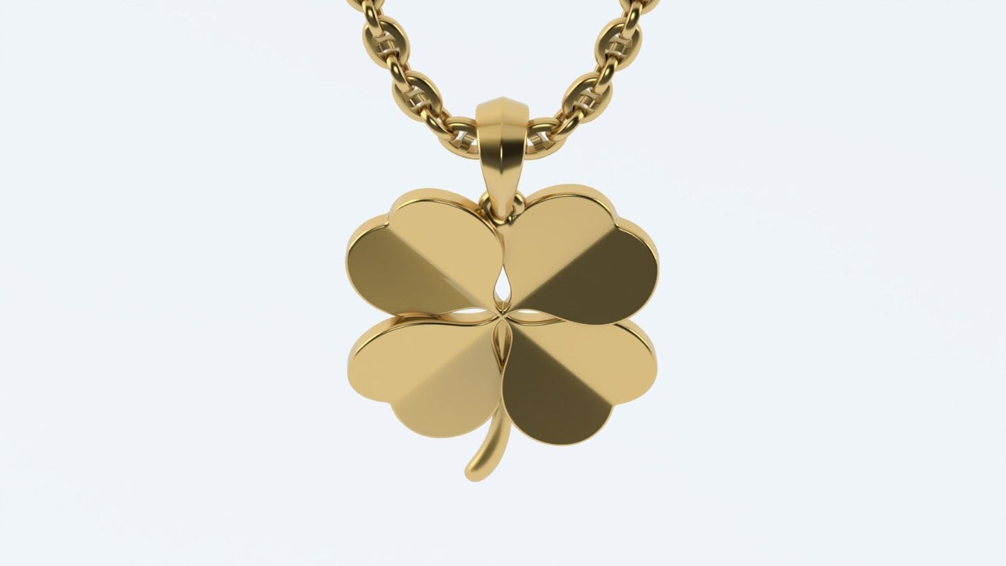 Lucky Clover Brass Pendant Four Leaf Brass Necklace Shamrock Charm Gift For wife