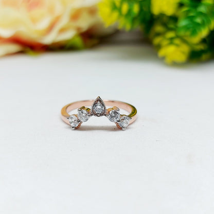 Natural 2mm Moissanite Band Chevron Shape 925 Sterling Silver Taerdrop For Women