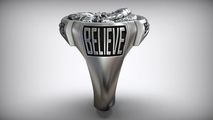 925 Sterling Silver Santa Claus Saint Nicholas Believe Ring Santa Ring US5 ~15