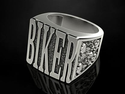 925 Silver Gothic Biker Ring Punk Number Signet Ring US5~15 Cool Gift for Him