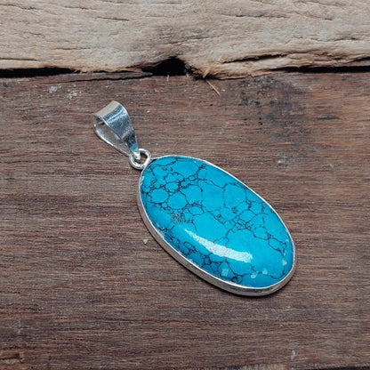 Oval Cut Lab Created Turquoise Pendant Necklace,925 Sterling Silver Jewellery